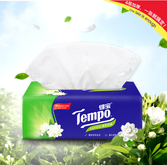 Tempo 得寶  茉莉花味抽紙 4層90抽*4包*2件+湊單品 18.81元8.8元/件（雙重優(yōu)惠）