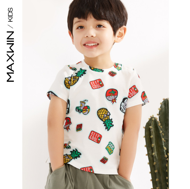 优衣库制造商，Maxwin 马威 男童纯棉卡通T恤29元包邮（需领券）