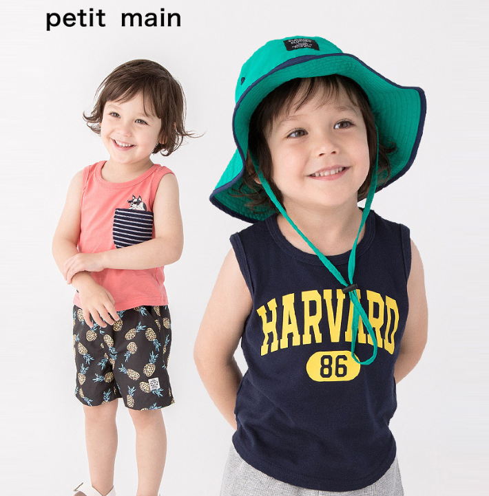 日本超高人气童装品牌，petit main 纯棉字母宝宝背心 多色新低36.75元包邮（双重优惠）