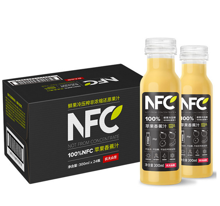 农夫山泉 NFC苹果香蕉汁 300ml*24瓶121.9元包邮