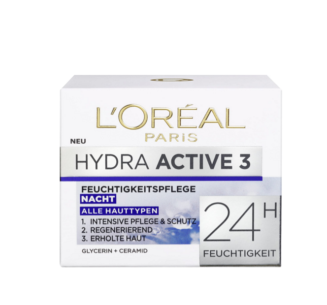 单件包邮，L'Oreal Paris 欧莱雅 Hydra Active 3 24小时三重防护保湿晚霜 50ml17.03元