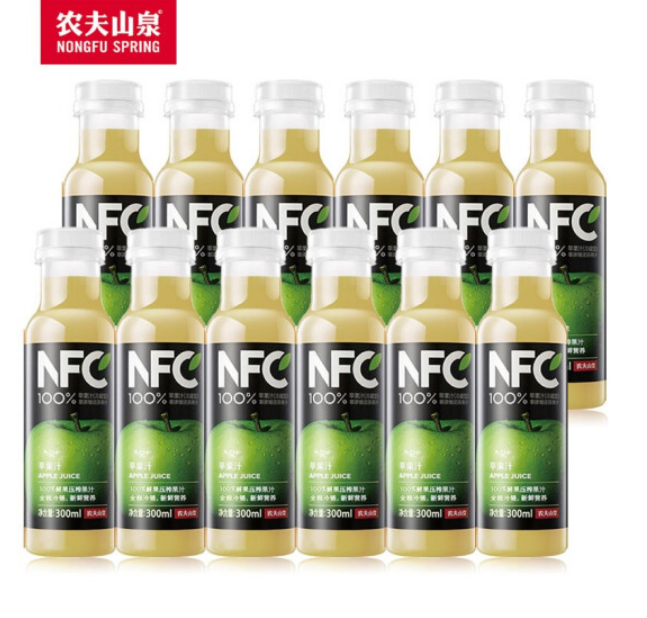 农夫山泉 NFC苹果汁 300ml*10瓶30.2元包邮（3.02元/瓶）