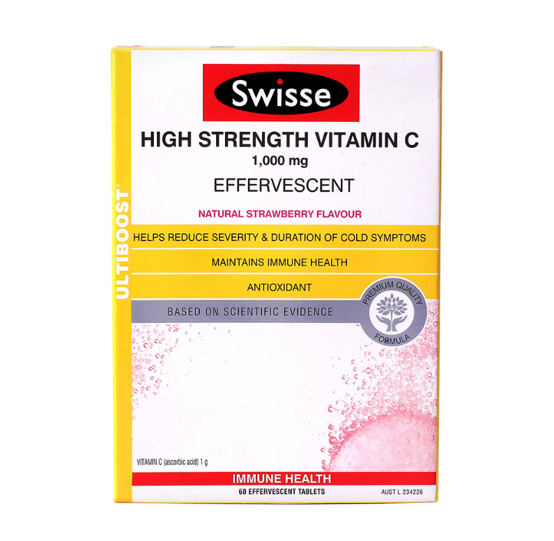 增强免疫力，Swisse 维生素C泡腾片 60粒新低69元包邮包税（双重优惠）