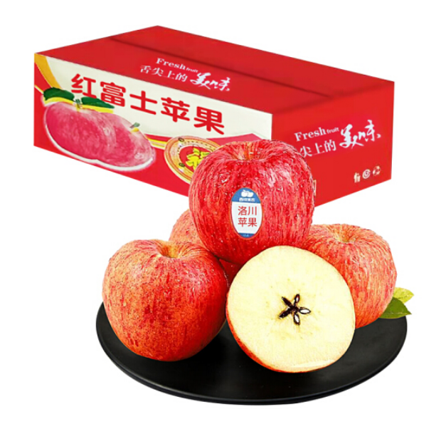 西域美农 陕西洛川红富士苹果 铂金大果礼盒 （单果80-85mm）净重8.5-9斤39.9元包邮（需领券）
