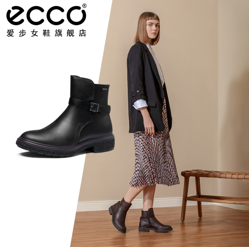 ECCO 爱步 Crepetray酷锐系列 女士Gore-tex防水粗跟真皮短靴 200853513.71元