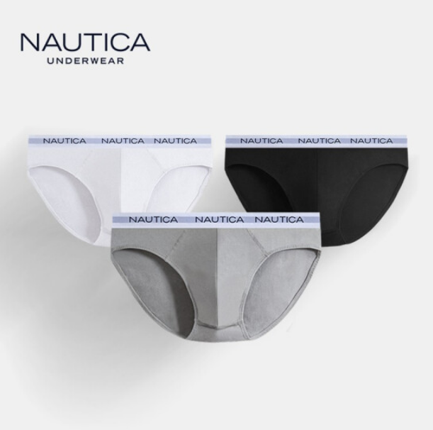 Nautica Underwear 诺帝卡 男士40S三角内裤 3条装59元包邮（双重优惠）