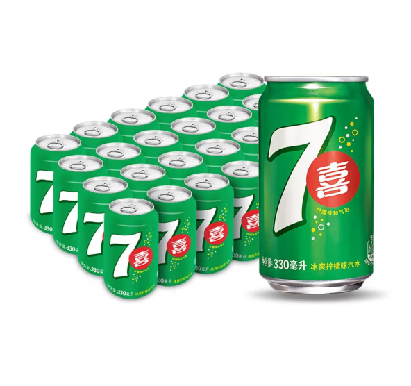 七喜 7up 柠檬味 汽水碳酸饮料 330ml*24瓶39.9元包邮（合1.66元/瓶）