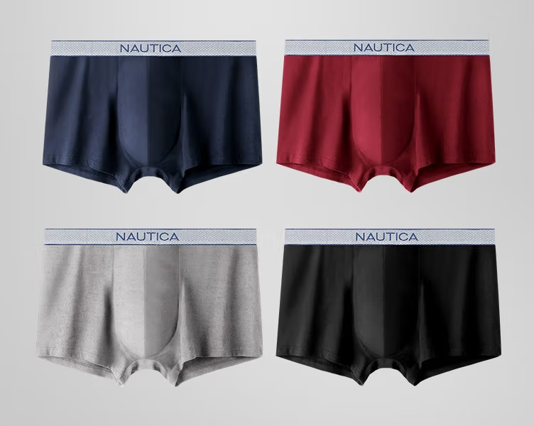 Nautica Underwear 诺帝卡 男士40S纯棉平角内裤3条装 多色新低55元包邮（需领券）