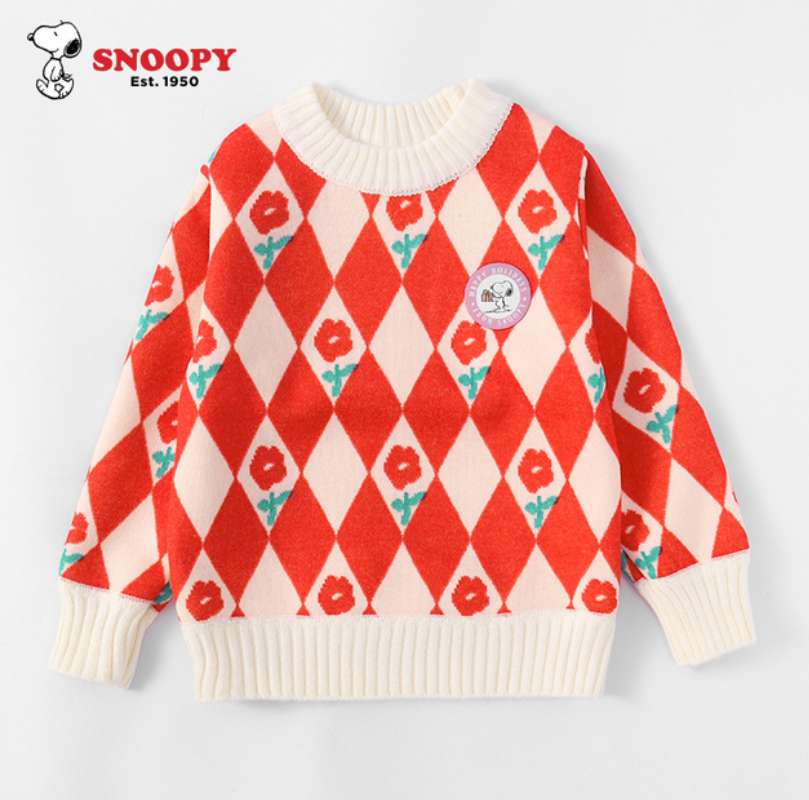 Snoopy 史努比 2022新款女童加绒毛衣针织衫（90~150码）4色49.9元包邮（需领券）