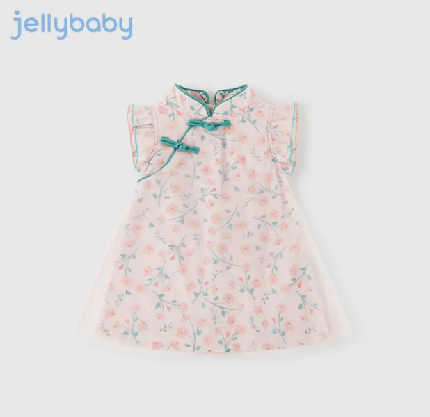 Jellybaby 杰里贝比 女童优雅碎花改良旗袍裙（80~140码）79.1元包邮（双重优惠）