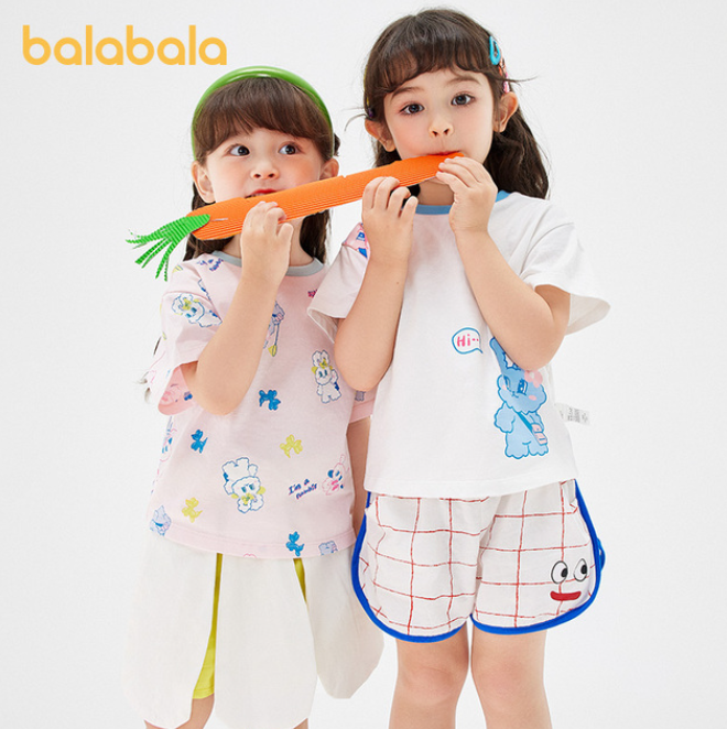 Balabala 巴拉巴拉 女童柔软萌趣纯棉短袖T恤（90~130码）5色47元包邮（需领券）
