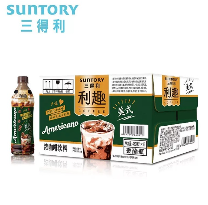 Suntory 三得利 利趣 拿铁即饮咖啡 480ml*15瓶70.89元包邮（需领券）