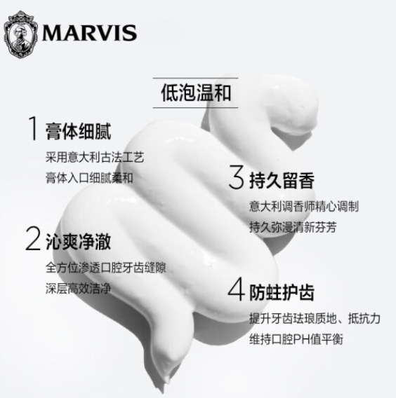 大英航空頭等艙專(zhuān)用，意大利進(jìn)口 MARVIS 瑪爾斯牙膏 75ml*5件139.49元包郵（合27.98/件）