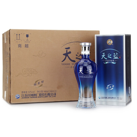 限Plus会员，洋河 蓝色经典 52度 天之蓝绵柔型 240ml*6瓶648元包邮（多重优惠）