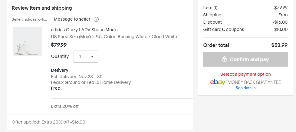 adidas 阿迪达斯 Crazy 1 ADV Primeknit 男士篮球鞋 新低（双重优惠）到手395元