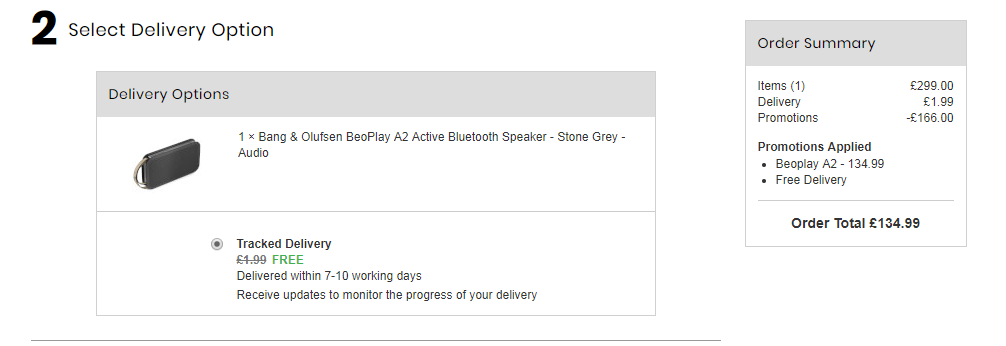 Bang & Olufsen BeoPlay A2 Active 便携式蓝牙音响 新低£134.99免费直邮到手1205元（需用码）