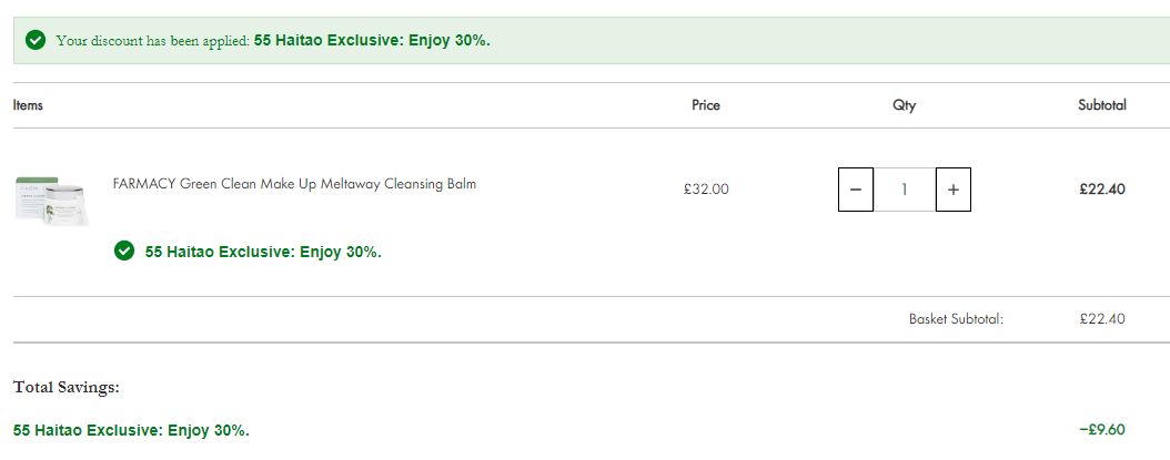 Farmacy Green Clean紫雏菊深层卸妆膏 90ml £22.4（需用码）凑单免费直邮到手199元