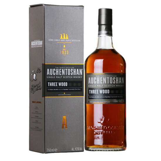 AUCHENTOSHAN 欧肯特轩 三桶 单一麦芽苏格兰威士忌 750ml*3瓶 送白雪牌清酒300ml*3瓶 927.6元哦包邮新低309.2元/瓶（双重优惠）