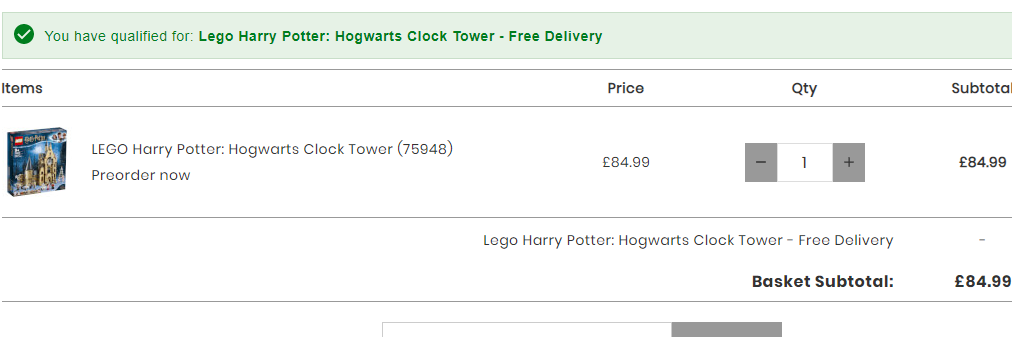 6月新品，Lego 乐高 哈利波特系列 霍格沃茨钟楼 75948 £84.99免费直邮到手746元