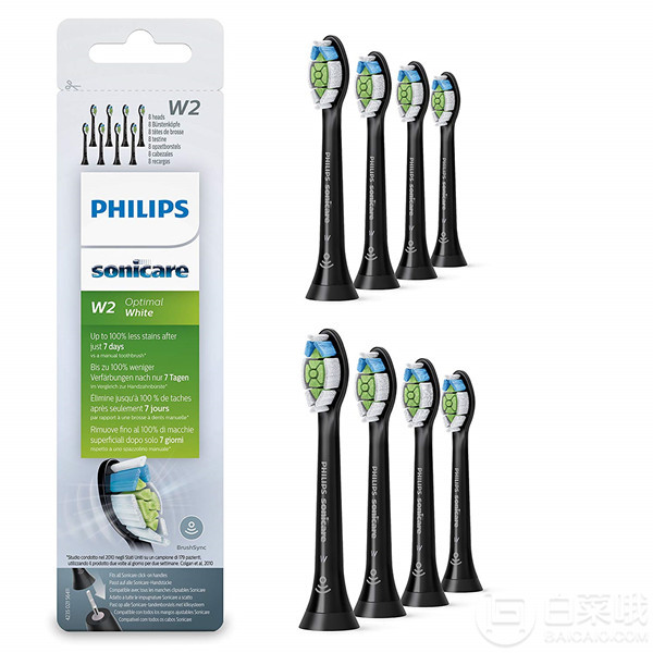 Philips 飞利浦 HX6068/13 钻石亮白型声波震动牙刷刷头 8支装243.96元