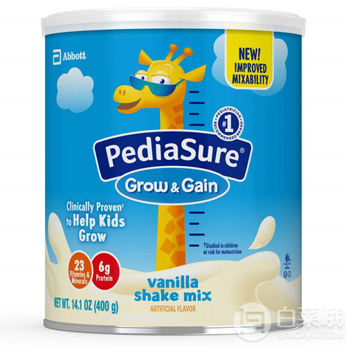 美国雅培 PediaSure 小安素助成长婴幼儿营养奶粉 香草味 400g*6罐 Prime会员免费直邮含税到手513.84元