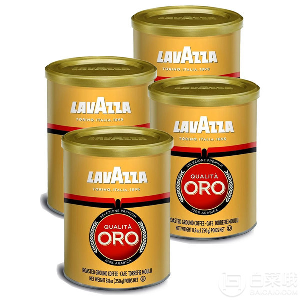 意大利进口，Lavazza 乐维萨 ORO欧罗金标咖啡粉250g*4罐装 Prime会员免费直邮无税到手233元