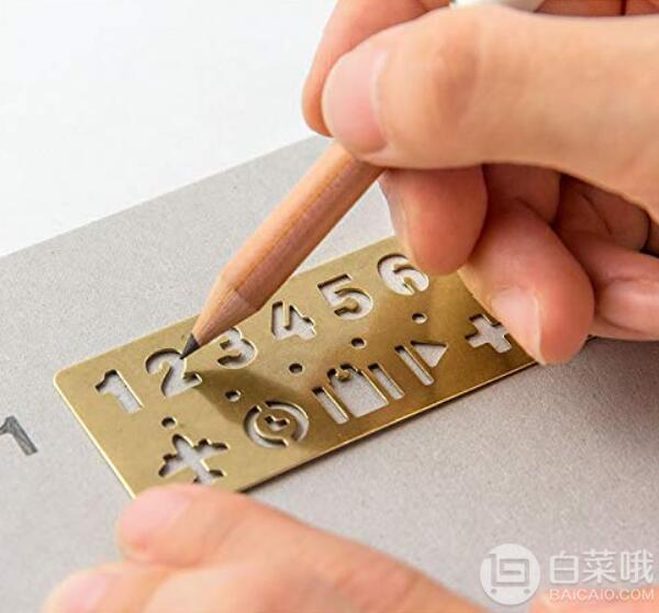 限Prime会员，MIDORI 黄铜制 黄铜制 复古刻度尺 涂鸦模板式53.9元包邮（双重优惠）