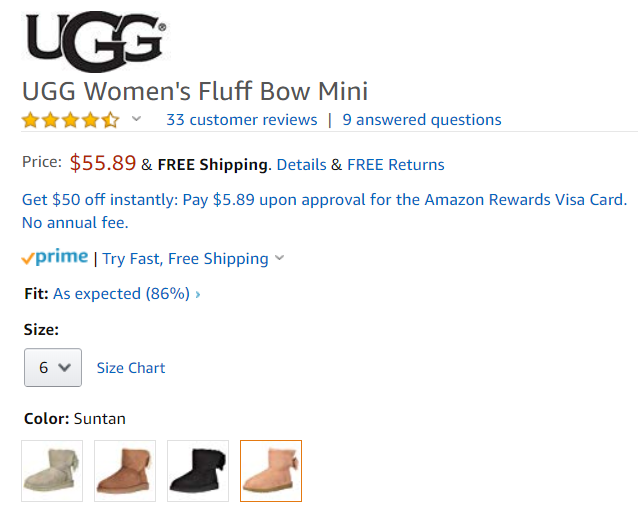 UGG Fluff Bow Mini系列 女士毛绒蝴蝶结雪地靴 3.3折 .89到手500元（天猫旗舰店1146元）