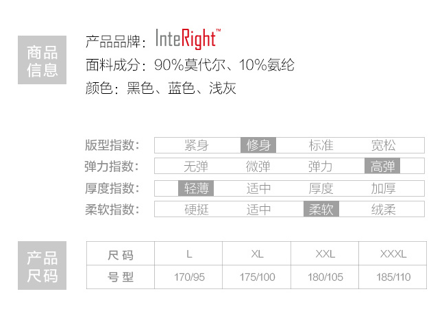 京东自有品牌，InteRight 男士80S超细莫代尔包筋净色平角内裤3条装*3件 ￥123.9包邮41.3元/件（折合13.8元/条）