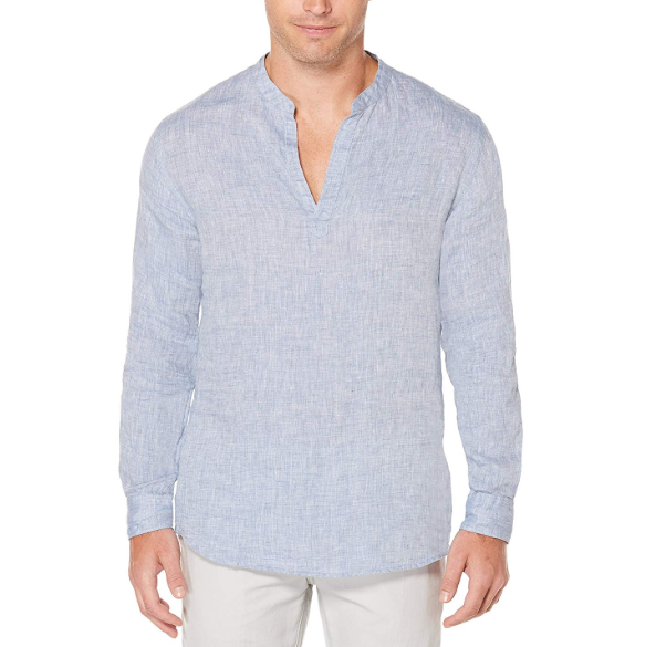PrimeDay特价，Perry Ellis 派瑞·艾力斯 男式亚麻棉衬衫 M码138.74元（单件包邮）