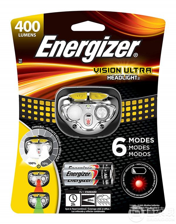 400流明，Energizer 美国劲量 Vision Ultra LED前灯秒杀价145.27元（单件包邮）