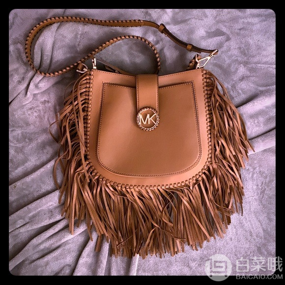 <span>庫存3件！</span>MICHAEL Michael Kors Lillie系列 女士中號真皮流蘇斜挎包 4折 7.99到手1490元