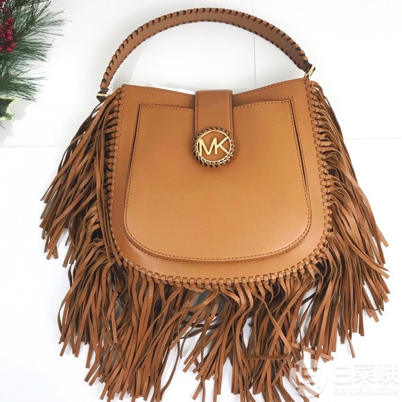 <span>庫存3件！</span>MICHAEL Michael Kors Lillie系列 女士中號真皮流蘇斜挎包 4折 7.99到手1490元