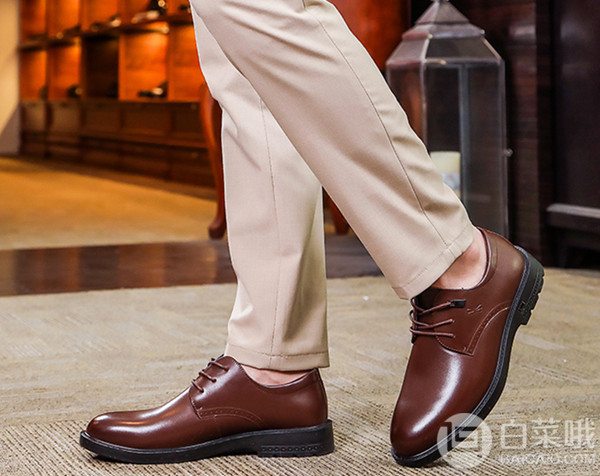 红蜻蜓 男式系带商务正装皮鞋 2色99元包邮（双重优惠，限前500名）