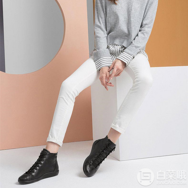 ECCO 爱步 Soft 2.0 柔酷2号 女士真皮系带高帮休闲鞋206523新低397.9元（天猫旗舰店1599元）