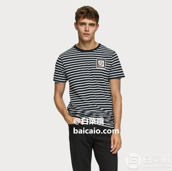 S码，Scotch & Soda Brutus系列 男士艺术印花条纹短袖T恤150538185.78元