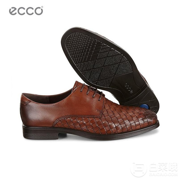 UK9码，ECCO 爱步 Melbourne 墨本系列 男士牛皮编织正装鞋621724499元