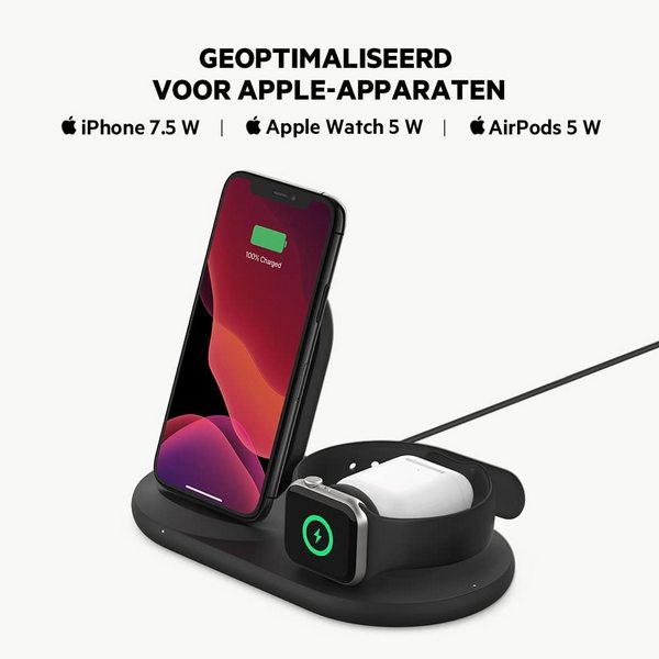 Belkin 贝尔金 Boost Charge™ 三合一无线充电器 (适用于iPhone/Apple Watch和AirPods)431.86元