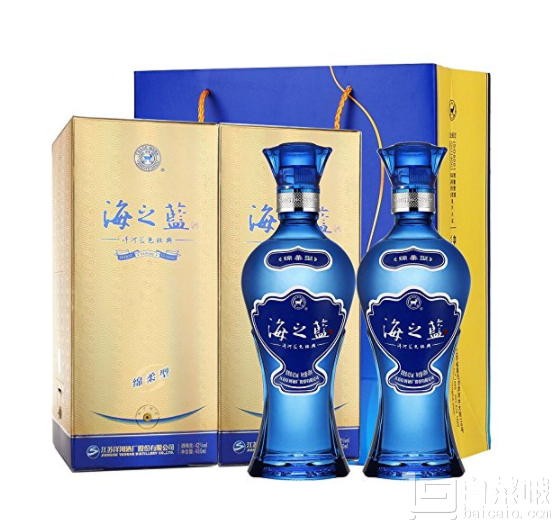 镇店之宝,洋河蓝色经典 海之蓝 42度 绵柔型 480ml*4 送礼袋$416包邮
