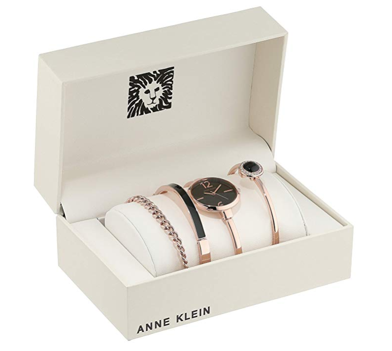 降￥79，Anne Klein 安妮·克莱因 AK/3290BKST 施华洛世奇 女士手链手表套装新低225.9元（可2件92折）