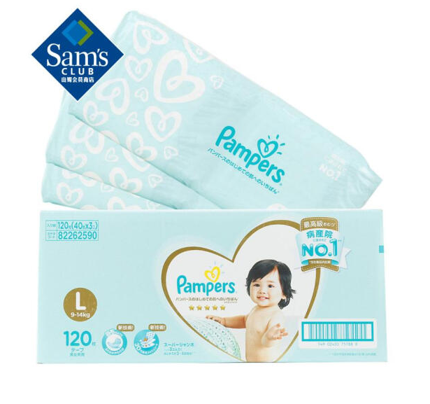 日本進(jìn)口，Pampers 幫寶適 一級(jí)幫 嬰兒紙尿褲 L120片 *3件537.88元包郵（179.29元/件）