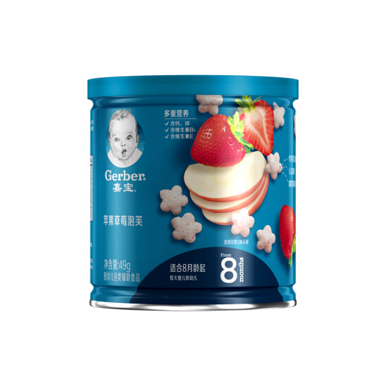 Gerber 嘉宝 婴儿辅食 泡芙 苹果草莓味 49g *3件38.63元包邮（12.88元/件）