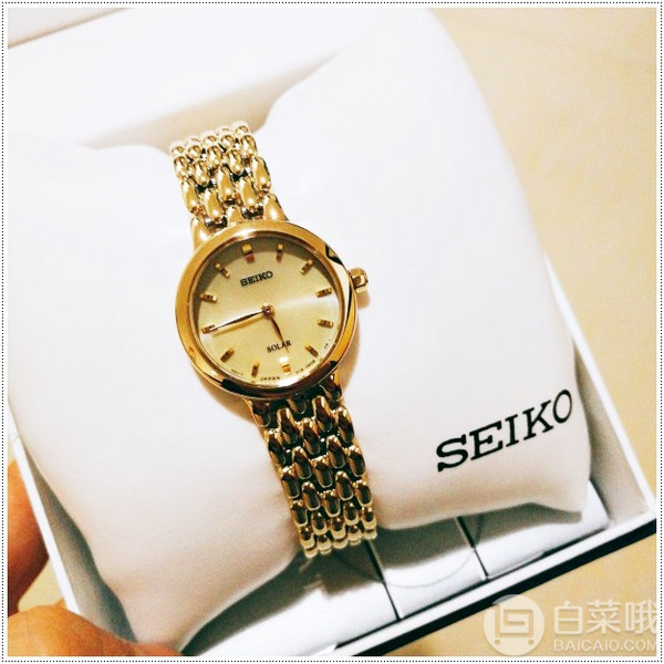Seiko  精工 女士太阳能石英金色手表 SUP352新低785.28元（1件96折）
