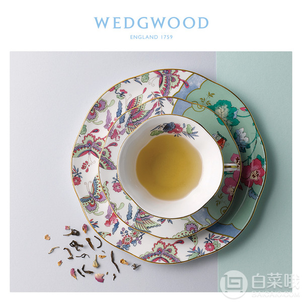 Wedgwood 玮致活 花间舞蝶 骨瓷蝶绿色茶杯碟套装组340.54元