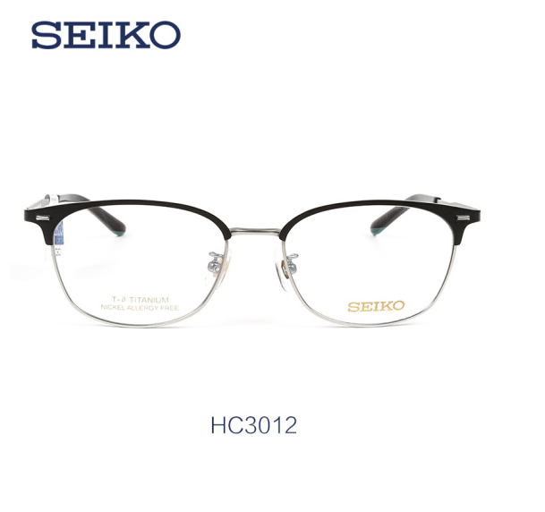 SEIKO 精工 HC3012 超轻纯钛镜框+ 依视路 钻晶A4 1.60折射率镜片*2片518.58元包邮