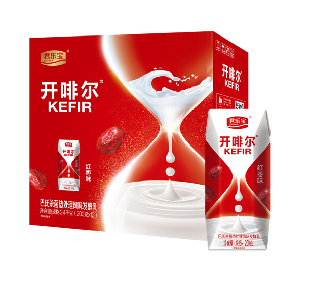 君乐宝 开啡尔常温原味酸奶（红枣味）200g*12盒 *5件104.65元（20.93元/件）