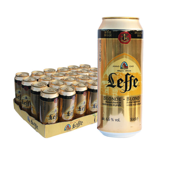 PLUS会员，比利时进口 LEFFE 乐飞 金啤酒/黑啤酒 深色艾尔500ml*24听124.75元（5.19元/听）