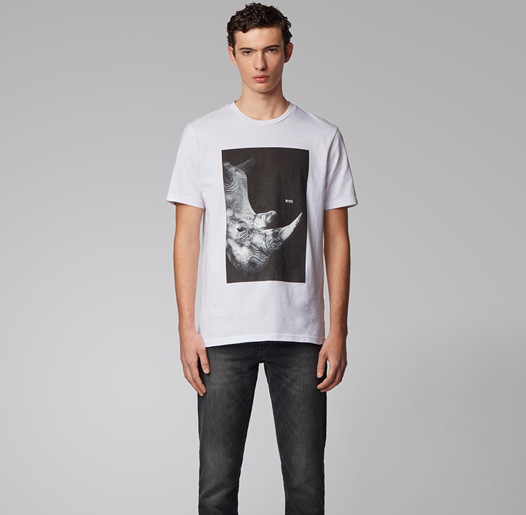 2020春夏新品，BOSS HUGO BOSS 雨果博斯 男士動物印花針織棉短袖T恤 多色多碼280.44元