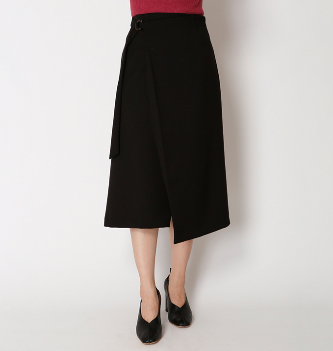 SNIDEL 系带不对称斜襟纯色半身裙SWFS195102254.75元