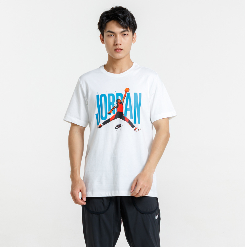 Nike Air Jordan 新款男子大logo针织运动短袖T恤 CJ6307-100 2色155元包邮